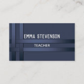 青、パターン、リボン 名刺 (正面)