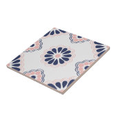 青、ピンクおよび白く幾何学的な花のタイル タイル (側面)