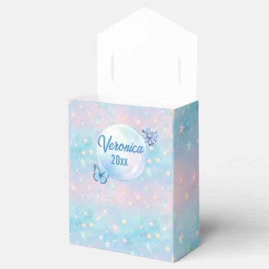 青 – ピンクのグラデーション星付き背景 フェイバーボックス (オープン)