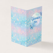 青 – ピンクのグラデーション星付き背景 名刺 (外部)