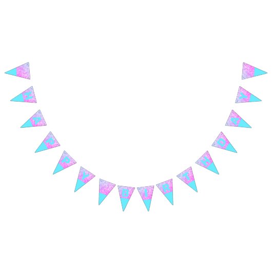 青、ピンクのグリッター誕生日バンティングフラグ バンティングフラッグ (全)