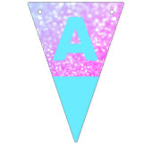 青、ピンクのグリッター誕生日バンティングフラグ バンティングフラッグ (第3の旗)