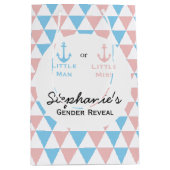 青、ピンクの三角形のジェンダー表示の航海のいかり ミディアムペーパーバッグ (正面)