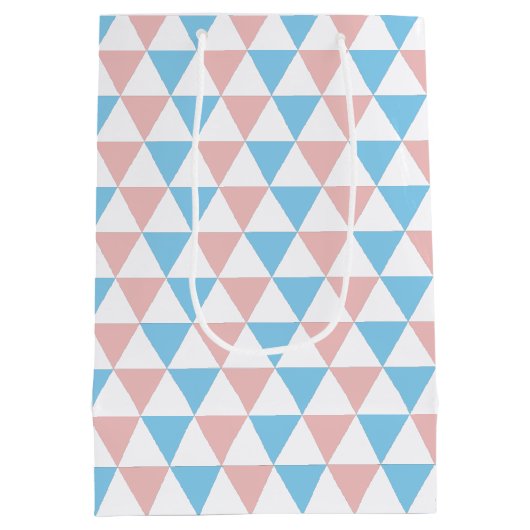 青、ピンクの三角形のジェンダー表示の航海のいかり ミディアムペーパーバッグ (裏面)