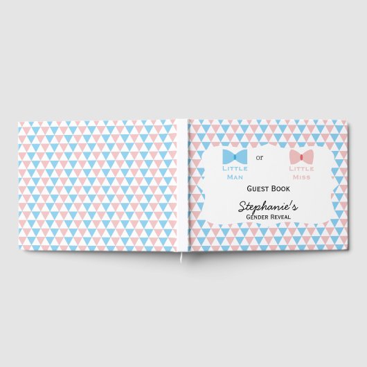 青、ピンクの三角形の性別が弓と弓のネクタイを明らかにする ゲストブック (全面)