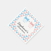 青、ピンクの三角形の性別が弓と弓のネクタイを明らかにする スタンダードカクテルナプキン (角)