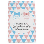 青、ピンクの三角形の性別が弓と弓のネクタイを明らかにする ミディアムペーパーバッグ (正面)