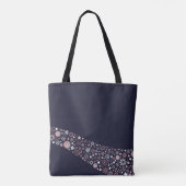 青、ピンクの金ゴールドと白い冬のシックな雪の結晶 トートバッグ (裏面)