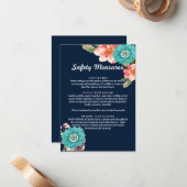 青・ピンクフローラ安全対策 ノートカード (正面/裏面インサイチュ)