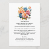 青、ピンク、オレンジ、緑のフローラ結婚 メニュー (裏面)