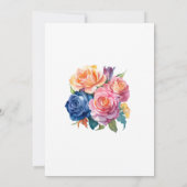 青、ピンク、オレンジ、緑のリハーサルディナー 招待状 (裏面)