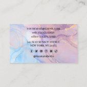 青 ピンク ゴールド 水彩アート ビジネスカード (裏面)
