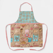 青、ピンク、タン、および金ゴールドベーキング エプロン (正面)