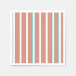 青、ピンク、白のストライプパターン スタンダードカクテルナプキン