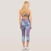 青、ピンク、紫の大理石抽象芸術 カプリレギンス (裏面)