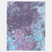 青、ピンク、紫の大理石抽象芸術 フリースブランケット (正面)