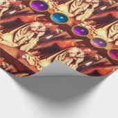 青、ピンク、紫の宝石とクリスマスエンジェル ラッピングペーパー (角)