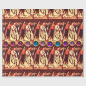 青、ピンク、紫の宝石とクリスマスエンジェル ラッピングペーパー (フラット)