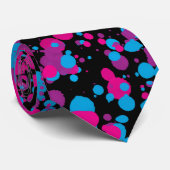 青、ピンク、緑の絵を描(ばちゃばちゃ)跳ねるネックタイ ネクタイ (ロール)