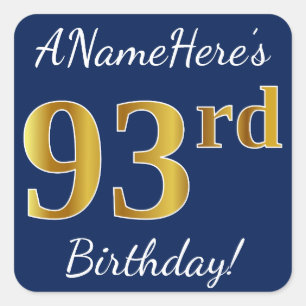 青、フェイクな金ゴールドの第93誕生日 + 名前をカスタムする スクエアシール
