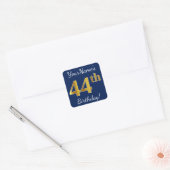 青、フェイク金ゴールド44番目の誕生日+名前をカスタムする スクエアシール (封筒)