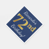 青、フェイク金ゴールド72番目の誕生日+名前をカスタムする スタンダードランチョンナプキン (角)