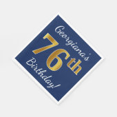 青、フェイク金ゴールド76番目の誕生日+名前をカスタムする スタンダードランチョンナプキン (角)