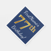 青、フェイク金ゴールド77番目の誕生日+名前をカスタムする スタンダードランチョンナプキン (角)