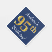 青、フェイク金ゴールド95番目の誕生日+名前をカスタムする スタンダードランチョンナプキン (角)