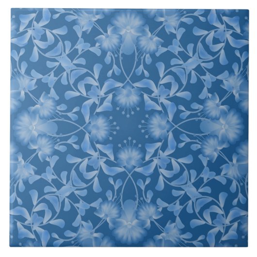 青，フローラ,オーナメント,フォーク タイル (正面)