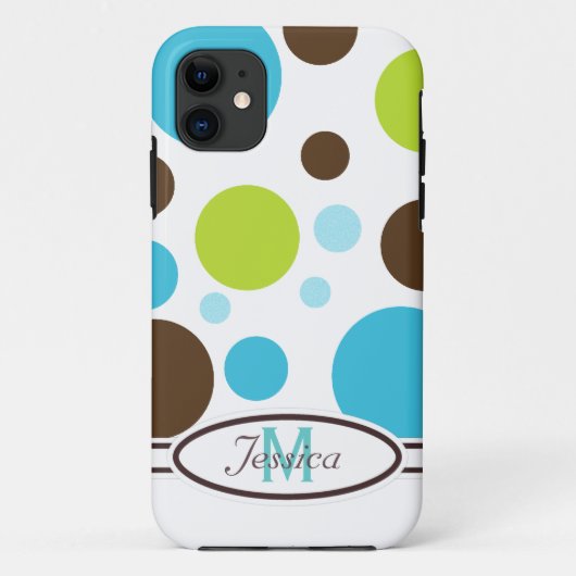 青、ブラウンおよび緑のモノグラムのiPhone 5の箱 Case-Mate iPhoneケース (裏面)