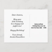 青（ブルー）、偽の金（フェイクゴールド） 25歳の誕生日 + オーダーメイド ネーム ポストカード (裏面)