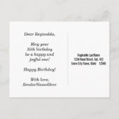 青(ブルー)、偽の金(フェイクゴールド) 35歳の誕生日 + オーダーメイドの名前 ポストカード (裏面)