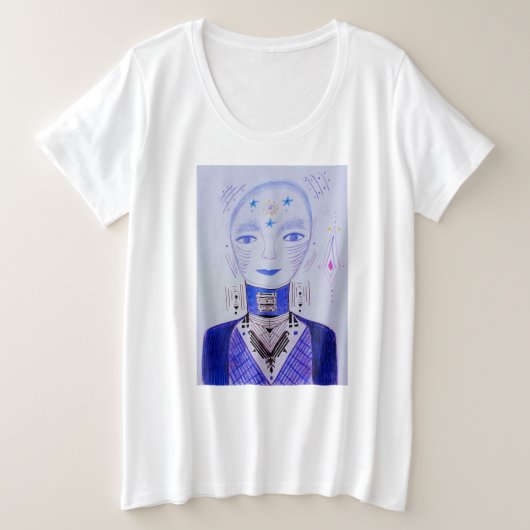 青 プラスサイズTシャツ (デザイン正面)
