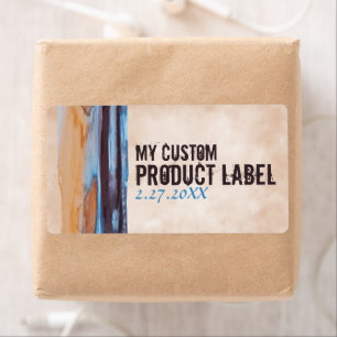 青、ベージュ、ナス、プラムの渦巻き大理石絵を描の ラベル