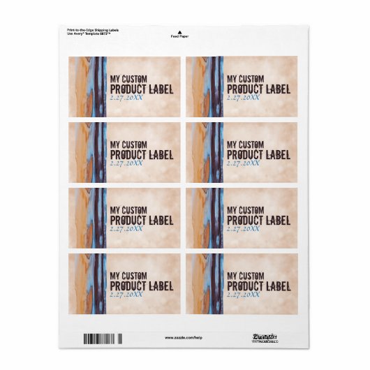 青、ベージュ、ナス、プラムの渦巻き大理石絵を描の ラベル (フルシート)