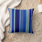 青、ベージュ、ラベンダーのストライプ クッション (ブランケット)