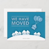 青（ホワイトハウス付）新しい住所はがき 案内ポストカード (正面/裏面)