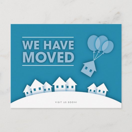 青（ホワイトハウス付）新しい住所はがき 案内ポストカード (正面)