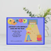 青、ボーリングをする誕生日のパーティの招待状 招待状 (スタンド正面)