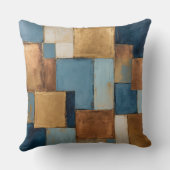 青、ミュート – 銅、金ゴールドパッチワーク クッション (裏面)