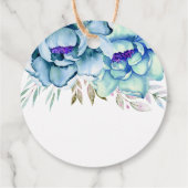 青、ミント緑の水色の花のフローラ結婚の フェイバータグ (裏面)