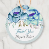 青、ミント緑の水色の花のフローラ結婚の フェイバータグ (正面)