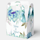 青、ミント緑の水色の花のフローラ結婚の フェイバーボックス (オープン)