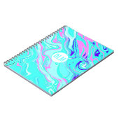 青、モダンピンク、紫の大理石エフェクトデザイン ノートブック (左側)