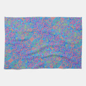 青、ライムグリーン、紫、オレンジの渦巻きパターン キッチンタオル (横)