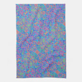 青、ライムグリーン、紫、オレンジの渦巻きパターン キッチンタオル (縦)