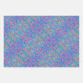 青、ライムグリーン、紫、オレンジの渦巻きパターン ラッピングペーパーシート (正面)