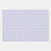 青、ラベンダー、ピンクの植物模様 ラッピングペーパーシート (正面3)