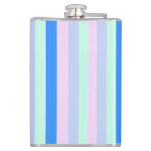 青、ラベンダー、ピンク & パステル ミント グリーンのストライプ フラスク (裏面)